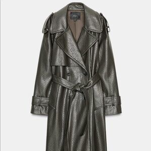 Zara faux leather trench coat XS-S brand new